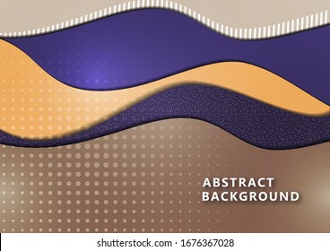 Creative background with the movement of colored waves, decorated with dots and stripes. Place for text. Template for the design of the banner, cover, business card, illustration, landing page. Vector