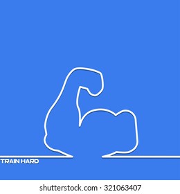 Creative background with muscle outline. The symbol for sports, fitness and healthy lifestyle. Motivation concept. Design element. Idea.