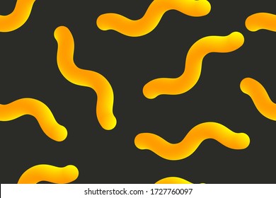 Creative Background for Packaging Pasta or makaroni with 3D elements. Seamless worms paste banner. Label with abstract geometric yellow shapes
