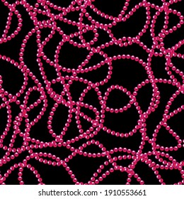 Creative background with pink beads. Seamless vector illustration. 
