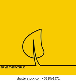 Creative background with save the earth  outline. The symbol for save the earth . Motivation concept. Design element. Idea.