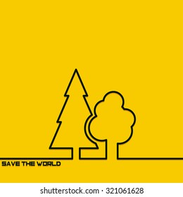 Creative background with save the earth  outline. The symbol for save the earth . Motivation concept. Design element. Idea.