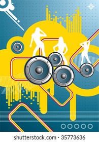 creative background and silhouette dance music