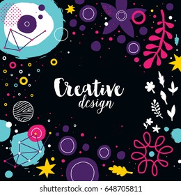 Creative background template with abstract hand drawn elements. Useful for advertising and graphic design.