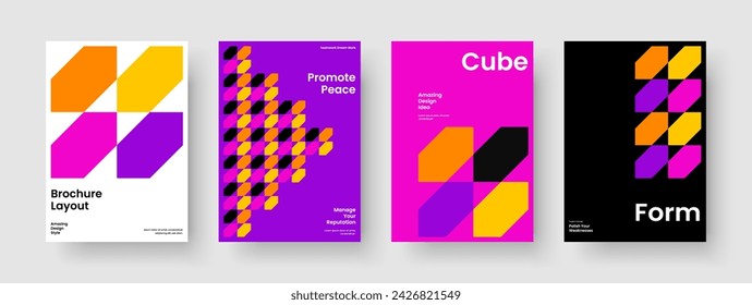 Vorlage für kreativen Hintergrund. Geometrisches Broschürenlayout. Isolierter Business-Präsentationsentwurf. Banner. Flyer. Poster. Buchumschlag. Bericht. Katalog. Newsletter. Markenidentität. Notebook. Flugblatt