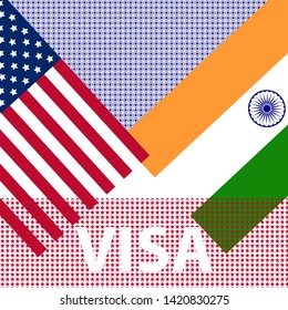 A Creative Background To Use As Various Visa Policy Between America And India/foreign Policy/affairs Between Two Countries. Space For Your Text.
