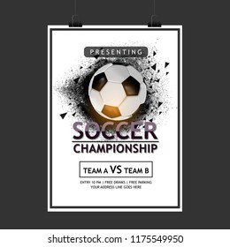 Creative Background with Vector Illustration of a soccer competition 2018 & a 3d Ball..