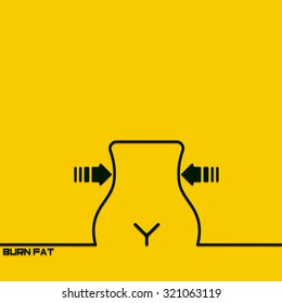 Creative background with Weight Loss outline. The symbol for sports, fitness and healthy lifestyle. Motivation concept. Design element. Idea.