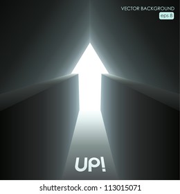 Creative background.Arrow at the end of the tunnel. Vector.