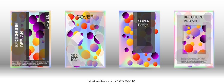 Creative backgrounds from round shapes. A set of modern abstract covers. Future futuristic template with abstract balls for design of banner, poster, booklet, report, magazine.