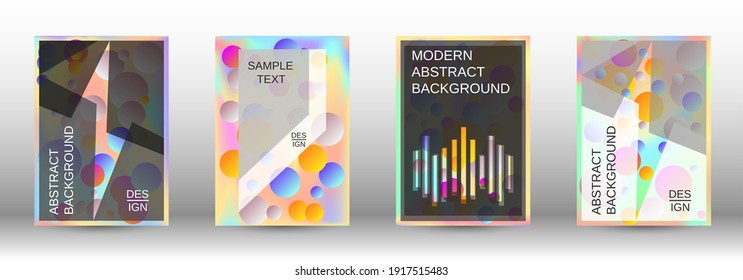 Creative backgrounds from round shapes. A set of modern abstract covers. Future futuristic template with abstract balls for design of banner, poster, booklet, report, magazine.