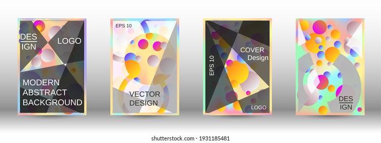 Creative backgrounds from round shapes. A set of modern abstract covers. Future futuristic template with abstract balls for design of banner, poster, booklet, report, magazine.