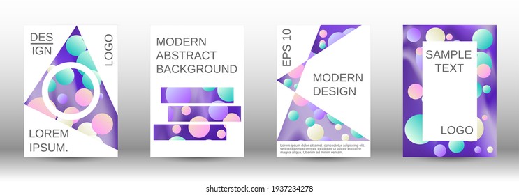 Creative backgrounds from round shapes. A set of modern abstract covers. Future futuristic template with abstract balls for design of banner, poster, booklet, report, magazine.