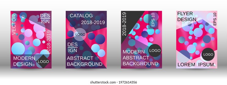 Creative backgrounds from round shapes. A set of modern abstract covers. Future futuristic template with abstract balls for design of banner, poster, booklet, report, magazine.