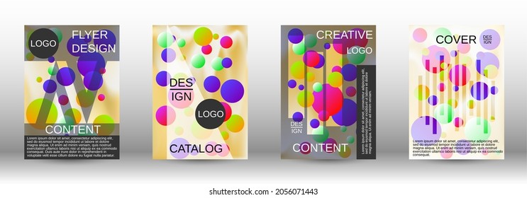 Creative backgrounds from round shapes. A set of modern abstract covers. Future futuristic template with abstract balls for design of banner, poster, booklet, report, magazine.