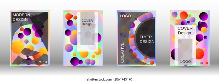 Creative backgrounds from round shapes. A set of modern abstract covers. Future futuristic template with abstract balls for design of banner, poster, booklet, report, magazine.