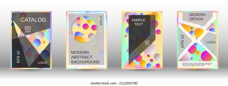 Creative backgrounds from round shapes. A set of modern abstract covers. Future futuristic template with abstract balls for design of banner, poster, booklet, report, magazine.