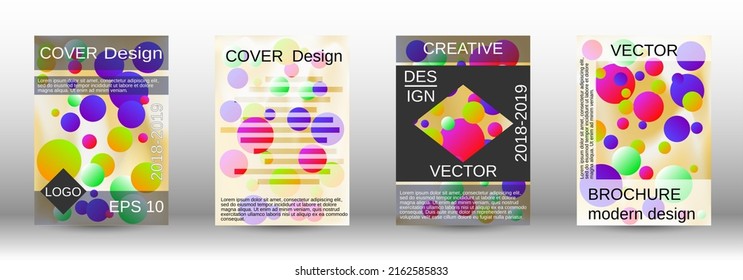 Creative backgrounds from round shapes. A set of modern abstract covers. Future futuristic template with abstract balls for design of banner, poster, booklet, report, magazine.