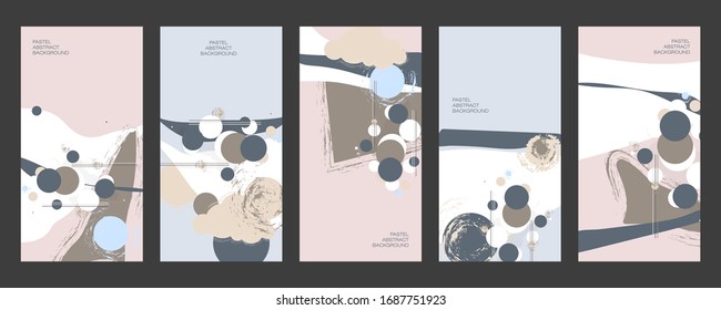 Creative backgrounds for social media. Art pastel colored with hand drawn scribbles promotional backgrounds lines points for social media apps