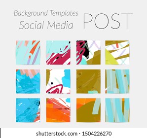 Creative backgrounds for social media. Editable story templates. Bright colored with hand drawn scribbles promotional backgrounds for social media apps.