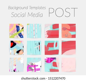 Creative backgrounds for social media. Editable story templates. Bright colored with hand drawn scribbles promotional backgrounds for social media apps.