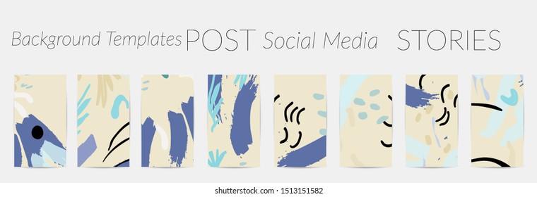 Creative backgrounds for social media. Editable story templates. Pastel colored with hand drawn scribbles promotional backgrounds for social media apps.