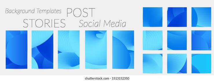 Creative backgrounds for social media. Editable story templates. Bright colored with gradient blend liquid shapes promotional backgrounds for social media apps.