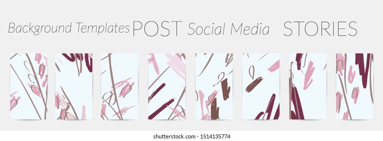 Creative backgrounds for social media. Editable story templates. Pastel colored with hand drawn scribbles promotional backgrounds for social media apps.
