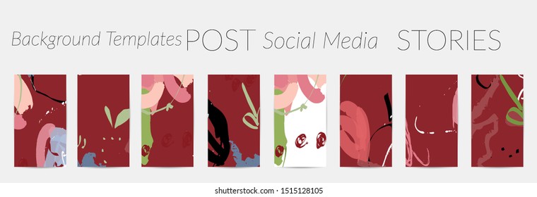 Creative backgrounds for social media. Editable story templates. Pastel colored with hand drawn scribbles promotional backgrounds for social media apps.