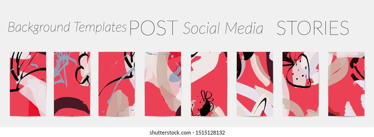 Creative backgrounds for social media. Editable story templates. Pastel colored with hand drawn scribbles promotional backgrounds for social media apps.