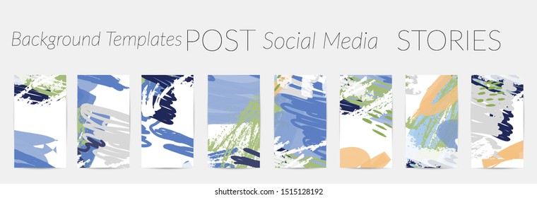 Creative backgrounds for social media. Editable story templates. Pastel colored with hand drawn scribbles promotional backgrounds for social media apps.