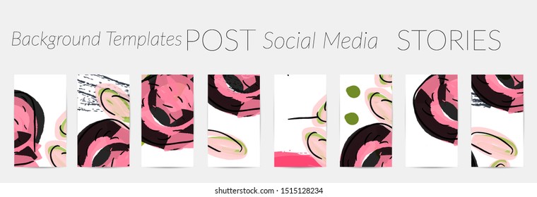 Creative backgrounds for social media. Editable story templates. Pastel colored with hand drawn scribbles promotional backgrounds for social media apps.