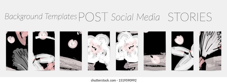 Creative backgrounds for social media. Editable story templates. Pastel colored with hand drawn scribbles promotional backgrounds for social media apps.