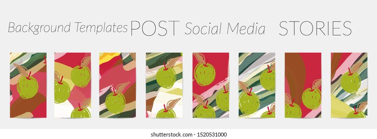 Creative backgrounds for social media. Editable story templates. Pastel colored with hand drawn scribbles promotional backgrounds for social media apps.