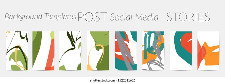 Creative backgrounds for social media. Editable story templates. Pastel colored with hand drawn scribbles promotional backgrounds for social media apps.