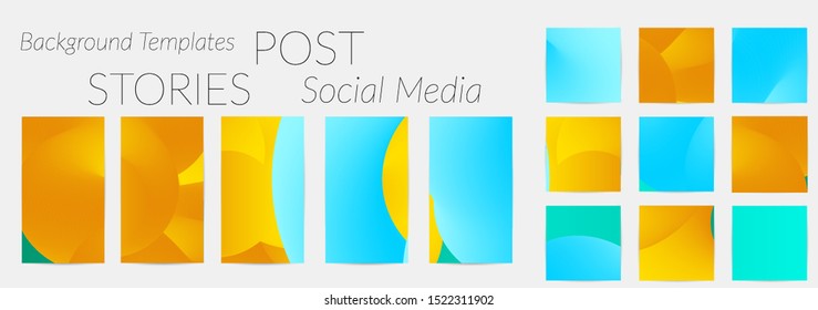 Creative backgrounds for social media. Editable story templates. Bright colored with gradient blend liquid shapes promotional backgrounds for social media apps.