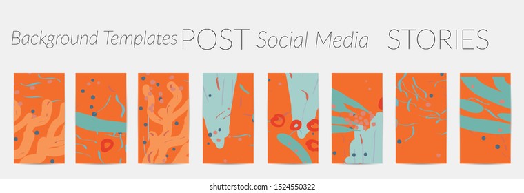 Creative backgrounds for social media. Editable story templates. Pastel colored with hand drawn scribbles promotional backgrounds for social media apps.