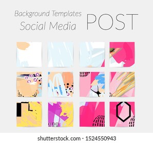 Creative backgrounds for social media. Editable story templates. Bright colored with hand drawn scribbles promotional backgrounds for social media apps.