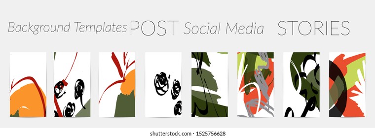 Creative backgrounds for social media. Editable story templates. Pastel colored with hand drawn scribbles promotional backgrounds for social media apps.