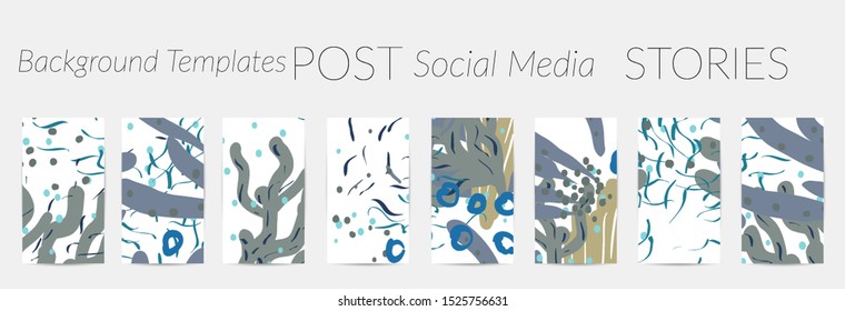 Creative backgrounds for social media. Editable story templates. Pastel colored with hand drawn scribbles promotional backgrounds for social media apps.