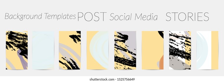 Creative backgrounds for social media. Editable story templates. Pastel colored with hand drawn scribbles promotional backgrounds for social media apps.