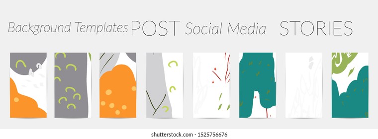 Creative backgrounds for social media. Editable story templates. Pastel colored with hand drawn scribbles promotional backgrounds for social media apps.