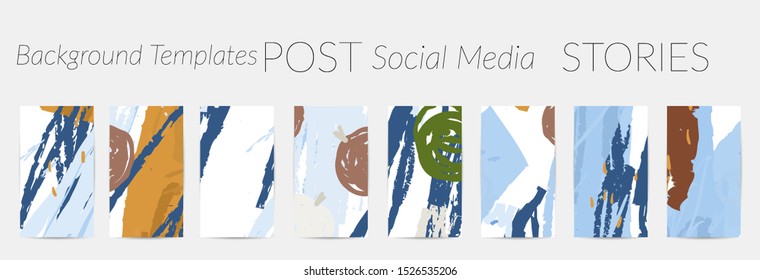 Creative backgrounds for social media. Editable story templates. Pastel colored with hand drawn scribbles promotional backgrounds for social media apps.