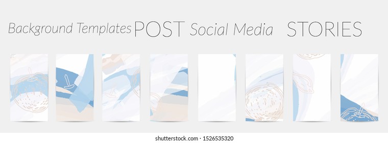 Creative backgrounds for social media. Editable story templates. Pastel colored with hand drawn scribbles promotional backgrounds for social media apps.