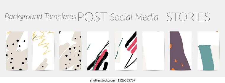Creative backgrounds for social media. Editable story templates. Pastel colored with hand drawn scribbles promotional backgrounds for social media apps.