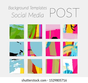 Creative backgrounds for social media. Editable story templates. Bright colored with hand drawn scribbles promotional backgrounds for social media apps.