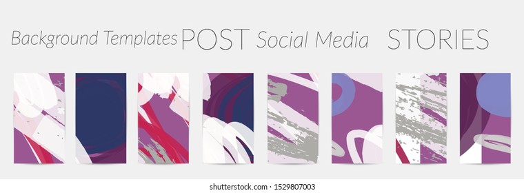 Creative backgrounds for social media. Editable story templates. Pastel colored with hand drawn scribbles promotional backgrounds for social media apps.