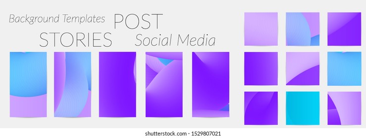 Creative backgrounds for social media. Editable story templates. Bright colored with gradient blend liquid shapes promotional backgrounds for social media apps.