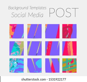Creative backgrounds for social media. Editable story templates. Bright colored with hand drawn scribbles promotional backgrounds for social media apps.