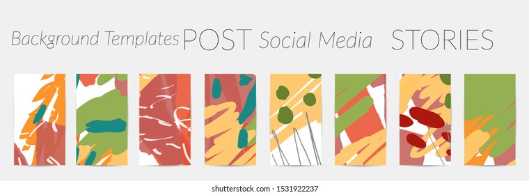 Creative backgrounds for social media. Editable story templates. Pastel colored with hand drawn scribbles promotional backgrounds for social media apps.